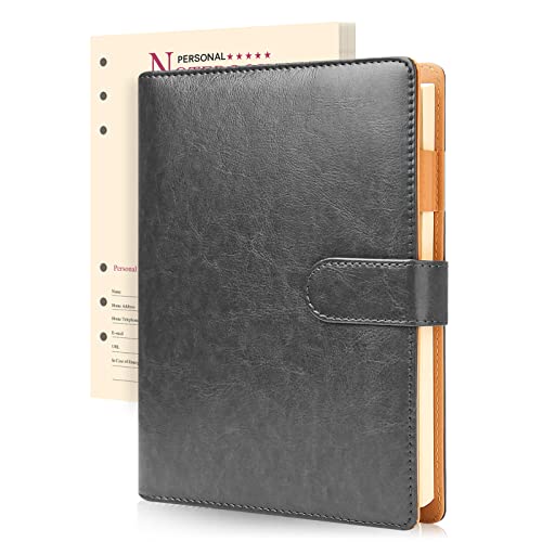 Rantuns Travel Journal Notebook Vintage Retro Handmade Leather Lined Journals 200 Pages with Replacement Paper Refillable NoteBooks for Work Taking Notes by ai-natebok, 6.9 X 9.17inch (Black)