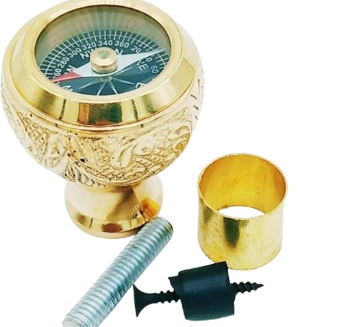 Poignée boussole en laiton massif : le cadeau vintage parfait pour amateur de canne de marche