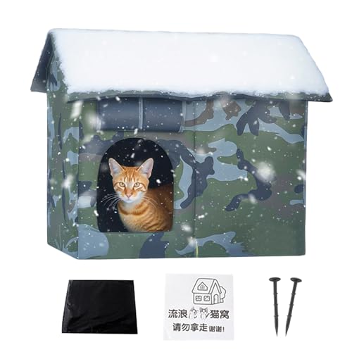 Cuccia Per Gatti Da Esterno | Termico Impermeabile | Cuccia Per Gatti Da Esterno Con Copertura Della Porta Rimovibile,Per Cani Gattini Polli Conigli Inverno All'Aperto