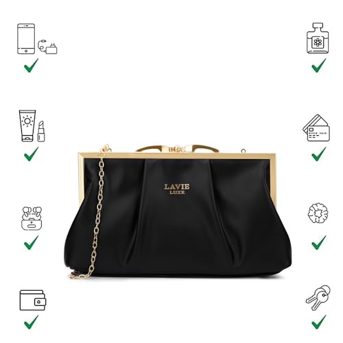 Image of Lavie Luxe Women's Pleato 2-Compartment Frame Cross Body Sling Bag | Ladies Purse Handbag | Gift for Women