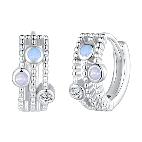 Créoles argent sterling anti-allergie avec pierres de princesse filigrane pour oreilles sensibles