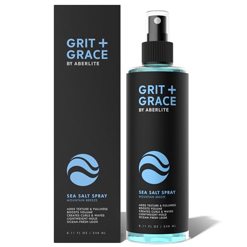 Aberlite Grit+Grace Sea Salt Spray for Men &amp; Women Beach Look - Hair Texture Styling Product for Beach Waves - Curly &amp; Wavy Hair Texture Spray (8.11 FL OZ)