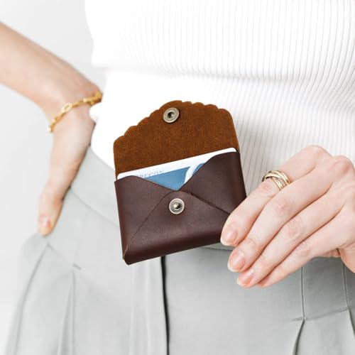 Image of Portland Leather Goods Mini Daisy Wallet for Women - Handmade from the Finest Full-Grain Hides - Features Envelope Design with Snap Closure - Grizzly