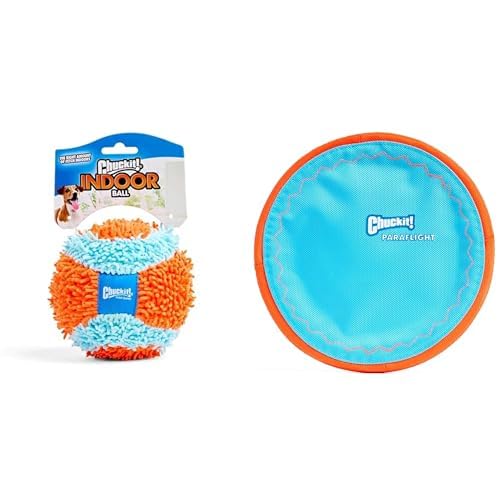 Chuckit Indoor Fetch Ball 4 75 Paraflight Flying Disc 9 75 Dog Toy Bundle - Interactive Indoor Ball