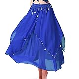 TWINKLEDE Women Belly Dance Skirts Chiffon Swing Skirt with Cion Indian Dance Costume for Women Dark Blue