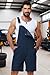 Arankhiger Men's Denim Bib Overalls Work Comfy Adjustable Cotton Shorts Coveralls Fashion Wide Leg Dark Blue Walkshorts M