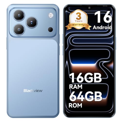 Blackview Wave 7C Smartphone Ohne Vertrag, Android 16 Smartphones 32MP+13MP KI Kamera, 16GB+64GB/2TB, 6.56\" Handy Günstig, 5000mAh Simlockfreie Handys, 4G Dual SIM/Face ID/IP54/GPS/3 Jahre Garantie