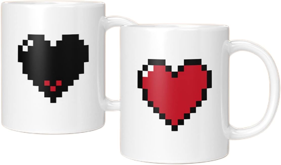Large Capacity Ceramic Water Cup Color-Changing Mug Tide Play Cool Game Console Temperature Color-Changing Ceramic Coffee Cup Father's Day Gifts Mother's Day Gifts Birthday Gifts (Love)
