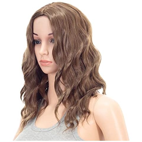 SWACC 15 Inch Short Curly Wavy Hair Wig Medium Length Synthetic Colorful Cosplay Daily Party Wig for Women with Wig Cap (Brown Auburn Mixed) Cover