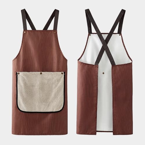 Ausing Water-Resistant Cross Back Kitchen Apron Chef Aprons with Towel Pocket No Tie Apron for Cooking Flower Art Baking Painting Coffee