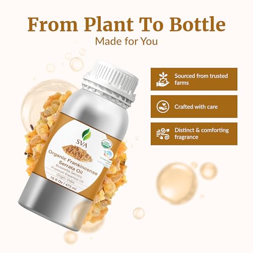 Image of SVA Organic Frankincense Essential Oil, Large Size, 16 Fl Oz (473 ml) | Frankincense Oil for Diffuser, Humidifier, Skin, Body, Perfume, Home Fragrance, Incense, Bath, Soap, Candle & DIY Projects