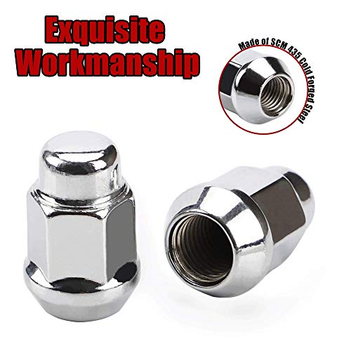 Image of Wheel Lug Nuts, 12x1.5, Chrome, 20PCS | Closed End Bulge Acorn, Cone Seat, 19mm Hex, Aftermarket Wheels