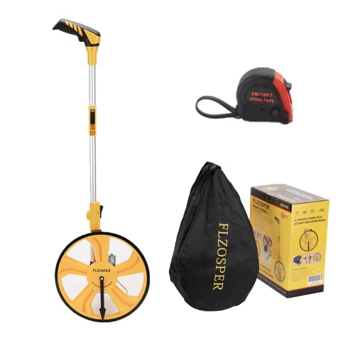 FLZOSPER Measuring Wheel Portable Three Fold 13-Inch Measures Up to 99,999.9 Feet Perfect Surveying Tool for Distance Measurment (Yellow) by FLZOSPER - Used condition - US$28.98