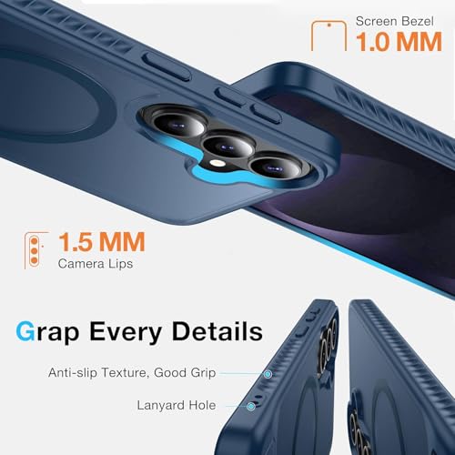 Image of Elzzi Magnetic Magsafe for Samsung Galaxy S26 Case [Compatible with MagSafe][Full Camera Protection][Built-in Invisible Kickstand] Translucent Matte Phone Back Cover- Blue