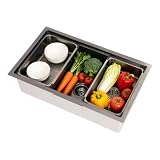 Lavello da cucina in acciaio inox da 76 cm, 4 in 1, con cestello scolapiatti (nero, argento)