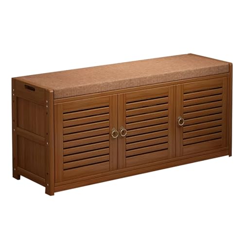 Banc de rangement à chaussures bambou avec assise et porte de taille B