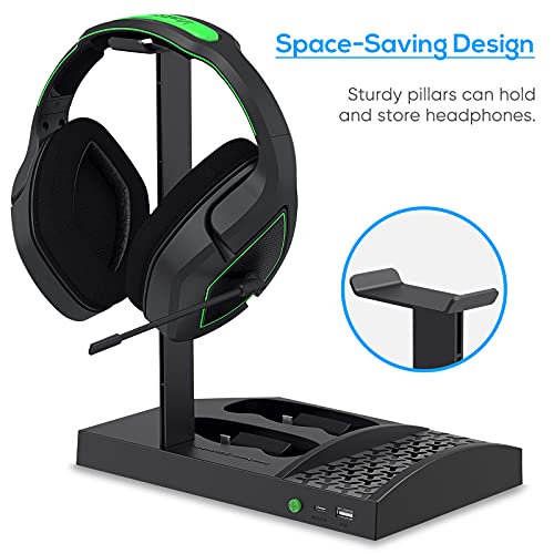 Cooling Stand Accessories Compatible With Xbox Series S With 1400Mah Rechargeable Battery Pack, Controller Charging Ports, Headset Holder, Cooler Fan System For Xss - Black (Not For Xbox One) #TOP4
