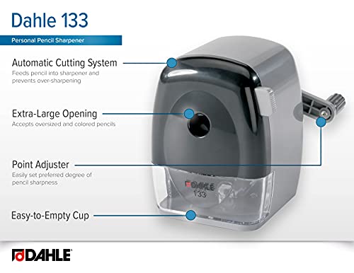 Dahle - 00133-21281 133 Pencil Sharpener With Automatic Cutting System, Adjustable Point, Accepts Standard Graphite Or Oversized Artist Pencils #TOP5