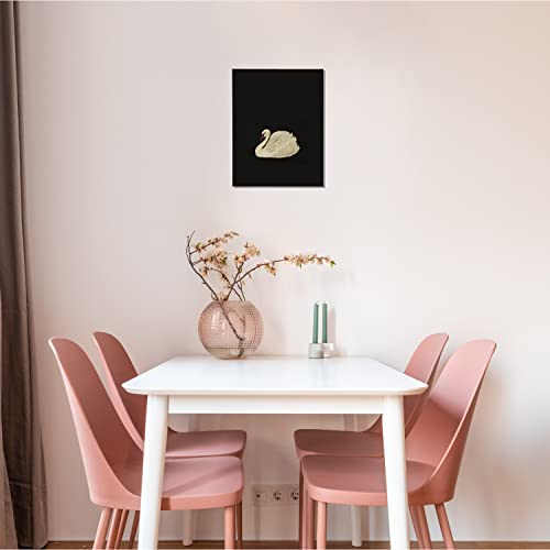 Biwsha Antique Swan Painting On Black Background Canvas Wall Art Prints Decor For Home Kitchen Bedroom Living Room Nursery,Swan Themed Paintings Art Decor 11X14 Inches,Girls Women Gifts #TOP4