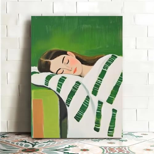 Peinture sur toile de fille endormie pour la décoration du salon moderne