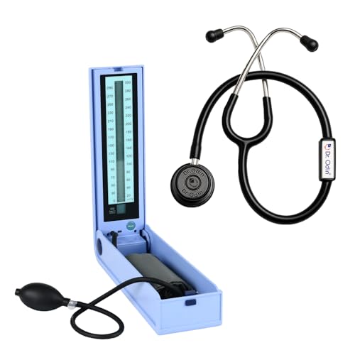 Image of Dr. Odin Combo of OLS103 LCD Sphygmomanometer with OST005 Stethoscope | Non-Mercury BP Monitor with LCD Display & Black Stethoscope for Doctors & Home Use