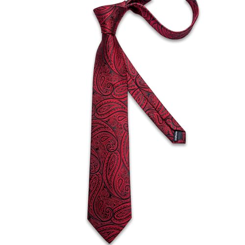 Image of DiBanGu Mens Paisley Tie Set Silk Woven Jacquard Necktie and Pocket Square Cufflinks Gift Set for Wedding Bussiness