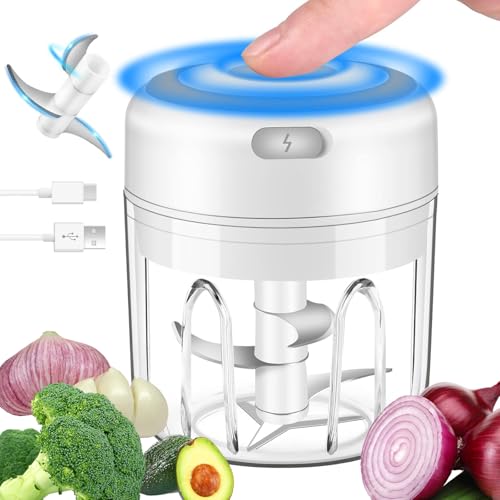 Electric Garlic Chopper, 30W Powerful Wireless Food Processor, 250ml