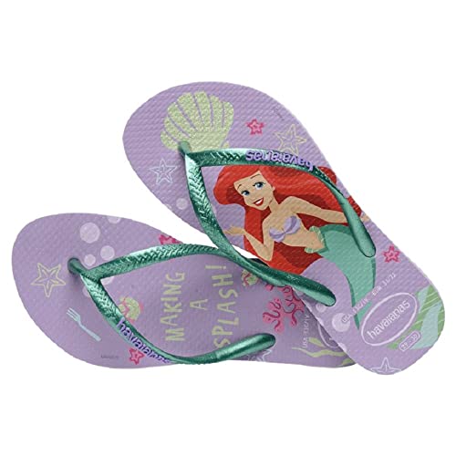Chinelo Kids Slim Princess, Havaianas, Meninas, Lilás Calmo/Verde Frescor Metálico, 31/32