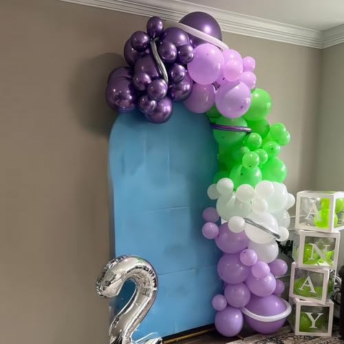Image of Green Purple Blue Balloons, Green Blue Balloon Purple Teal Silver Balloon Grassy Balloons for Birthday Boys Girls Baby Shower Monster Theme Party Wedding Anniversary Decorations Supplies
