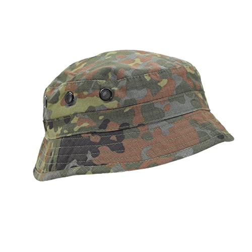 Militar German Army Style Bucket Cap Tacgear Boonie Hat Flecktarn Camouflage Ripstop (X-Large) #TOP8