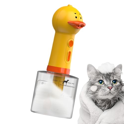 Qurygin Elektrische schuimende shampoodispenser voor het baden van honden en katten,Elektrische hondenreinigingsschuimmachine,Duck Shampoo Foamer voor huisdieren - 400 ml capaciteit, 1200 mAh, IPX 5