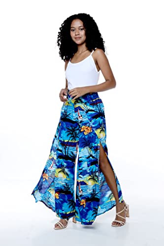 Matchable Family Hawaiian Luau Men Women Girl Boy Clothes in Sunset Blue4