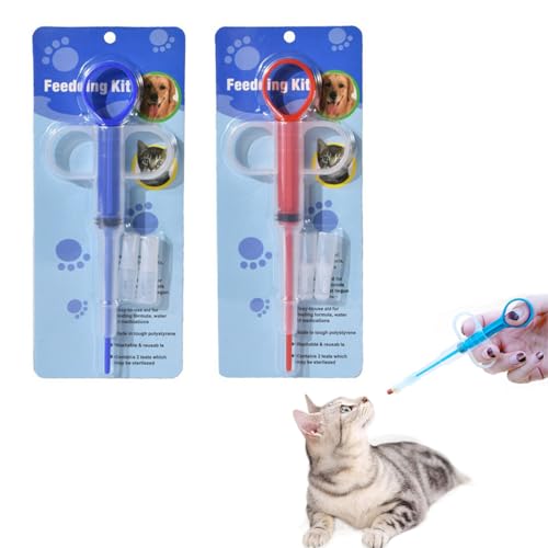 GHPKOTW 2 Piezas Alimentación de Medicina Dispensadores,Dispensador de Medicamentos Pastilla para Mascotas,Jeringa Alimentador de Medicamentos, Alimentador Medicamentos Jeringas
