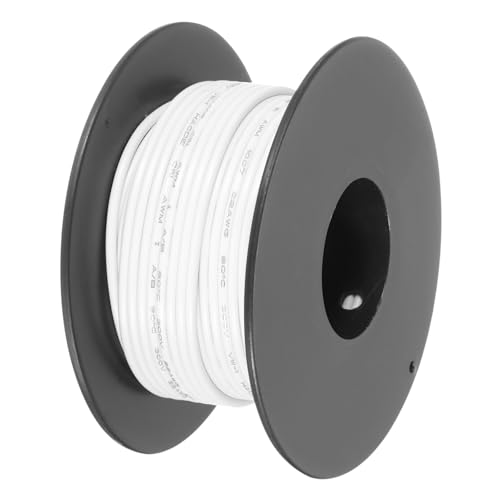 QUARKZMAN Cable de conexión de PVC trenzado de 22 AWG, 15 m, blanco, bobina eléctrica UL1007, alambre de cobre estañado para conexiones internas, azul marino