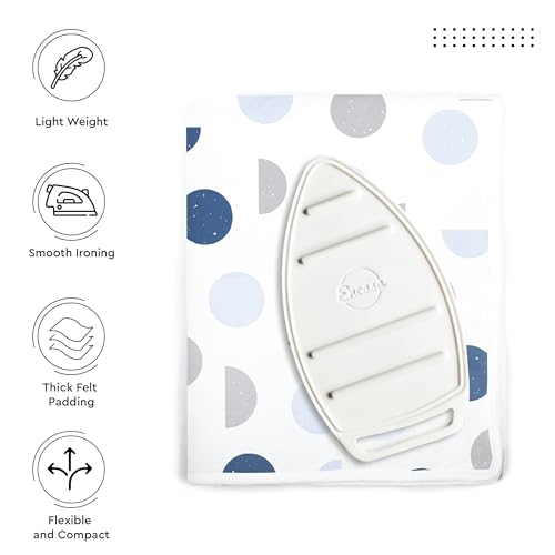 Image of Encasa XO Homes Ironing Mat(Large 120 X 70 Cm)With 3Mm Felt Padding,Silicone Iron Rest Protector,Steam Press On Table,Bed,Portable,Heat Reflective,Foldable,Washable,Printed-Blue Moon