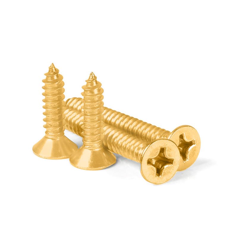 Image of Rely⇒VP INDUSTRIES (Pcs-50) No.6x19 mm CSK Phillips Head Self-Tapping Screw - Brass Gold Finish, Star Slot, Philips Drive for Wood, Plywood & Plasterboards