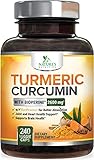 Turmeric Curcumin with Bioperine 95% Curcuminoids 2600mg with Black Pepper for Best Absorption, Made in USA, Best Vegan Joint Support, Turmeric Supplement Pills by Natures Nutrition - 240 Capsules