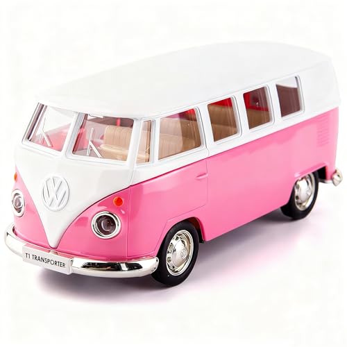 Bus miniature 1/36 en alliage de zinc rose pour enfant