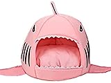 Cat Litter Hot Cat Mat Shark-Shaped Kennel Kitten Bed One Mat Two Usage Shark Bed for Small Cat Dog Cave Cozy Bed Removable (Pink)