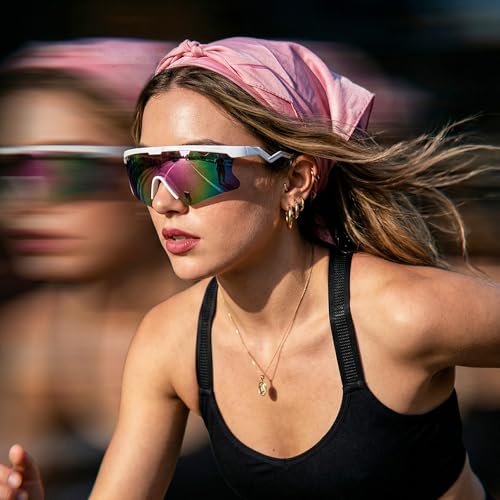Image of FEISEDY Sunglasses for Men and Women, Polarized Large Retro Rimless Glasses TR90 Frame for Baseball, Cycling, Sports B4073