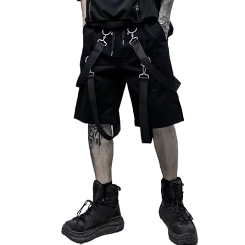 Short cargo hip-hop homme noir ample style punk Harajuku