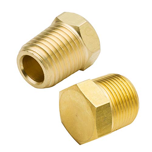Legines Brass Pipe Fitting Hex Head Plug, 1/4