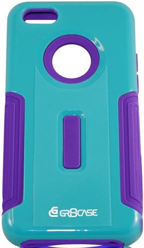 Apple iPhone 5C Gr8Case Case Protective Flexible Rubber and Plastic 2Grip Hybrid Case - Teal/Purple