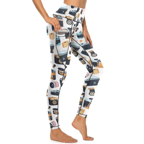 Legging taille haute avec poches extensible imprimé vintage photo