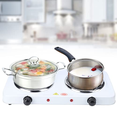 Image of Electric Double Burners, Automatic Temperature Control Durable and Antirust Double Burners Hot Plate, Lightweight Design for Home School Kitchen Restraunt