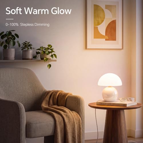 Image of Dawnwake Mushroom Lamp Table Lamp for Bedroom-Small Desk Table Lamps,White | 8.7 inch Mid Century Modern Table Lamps for Living Room Bedroom Decor,Cute Ceramic Lamps for Mushroom Home Room Decor,Glass Shade