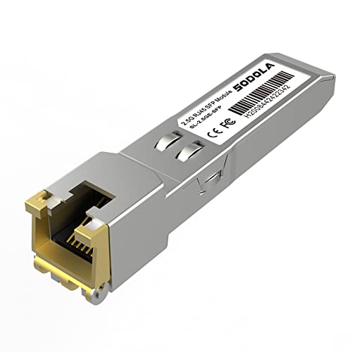 Image of Sodola 2.5GBase-T RJ45 SFP+ Module, 2.5G SFP to RJ45 SFP Copper Transceiver, Compatible with Ubiquiti UniFi, TP-Link, Mikrotik and Other Open Switches, Plug and Play