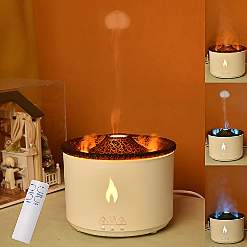 Humidificateur 360ml, Un Humidificateur à Flamme Simulée Qui Ressemble à Un Volcan, Spray comme Une Méduse, Télécommande, Peut être Utilisé dans La Chambre, Le Bureau, Le Salon (V19) Cover