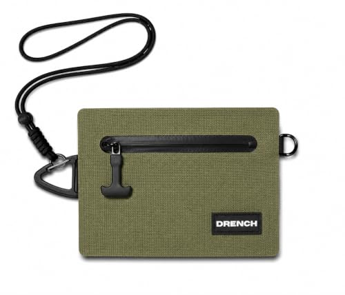 Image of Drench RFID Waterproof Floating Wallet IPX8 Dry Bag for Cards & Cash, Green | IPX8 waterproof RFID wallet for cards, cash & keys with floating design, adjustable lanyard, belt loop & carabiner