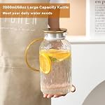Wlasss Glass Pitcher with Lid, 68oz / 2L Glass Water Jug with Lid, Heat Resistant Juice Jug, Glasses Water Pitcher with Handle for Coffee, Milk, Cold or Hot Beverages,Gifts for Mom